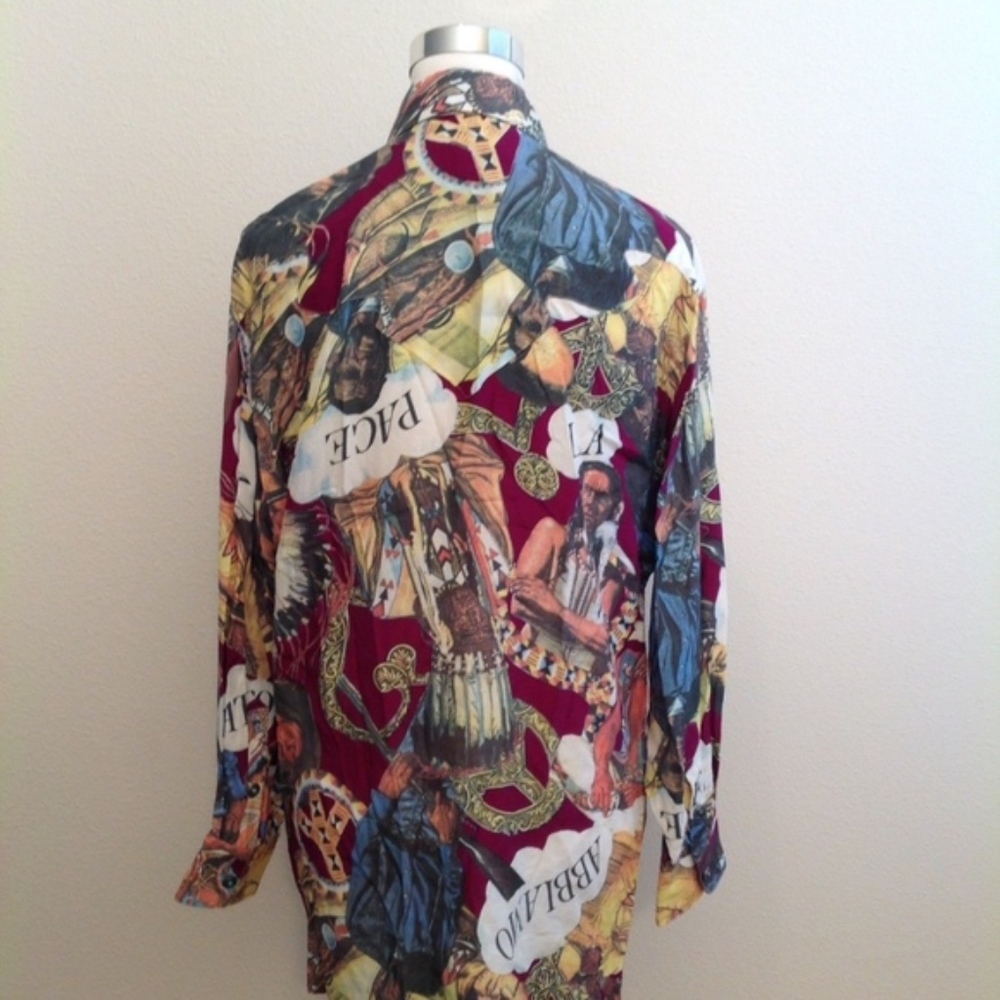 Rare 90s Moschino Jeans Italian Renaissance Collage Print Blouse Italy M - Picture 6 of 9